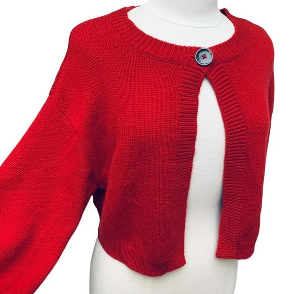VINCE Cashmere Scoop Neck Sweater Red Cardigan size Large - Picture 7 of 15